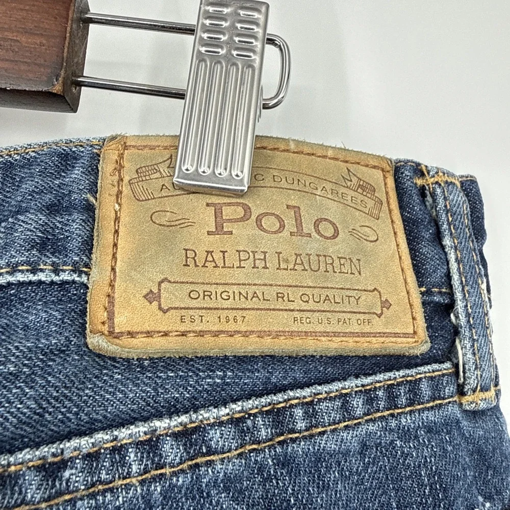 Polo Ralph Lauren Authentic Dungarees Denim Jeans Size 36/30 Workwear Dark Wash